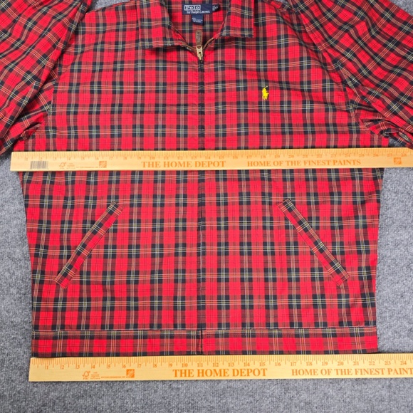 VTG Polo Ralph Lauren Red Tartan Plaid Harrington Lightweight Jacket XL - Picture 10 of 11